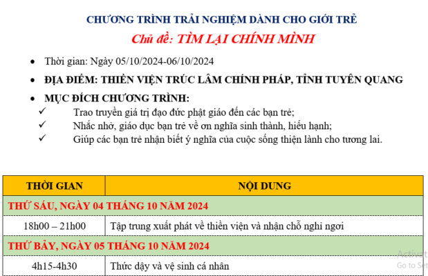 KHÓA TU “TÌM LẠI CHÍNH MÌNH” CHO THẾ HỆ TRẺ