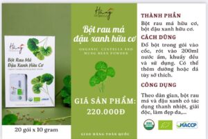 Bột Rau Má Đậu Xanh Hữu Cơ – Hằng Organic hộp 20 gói x 10gr