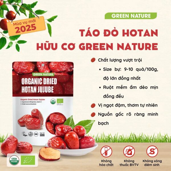 Táo đỏ hữu cơ – túi 50 gram