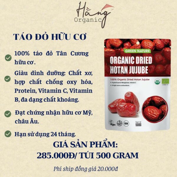 Táo đỏ hữu cơ – túi 50 gram